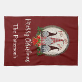 レッドクリスマス格言トレンディー小人 キッチンタオル (横)