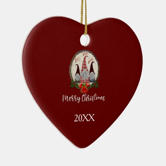 レッドクリスマス格言トレンディー小人 セラミックオーナメント (右)