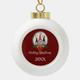 レッドクリスマス格言トレンディー小人 セラミックボールオーナメント