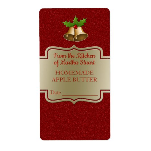 レッドクリスマス自家製アップルバター缶詰ジャー ラベル (正面)