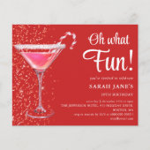 レッドクリスマス誕生日カクテルバジェット招待状 (正面)