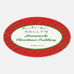 レッドクリスマス食品ラベル 楕円形シール