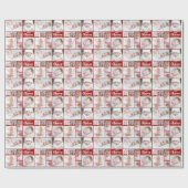 レッドクリスマス8フォトコラージュパーソナライズされたカスタム ラッピングペーパー (フラット)