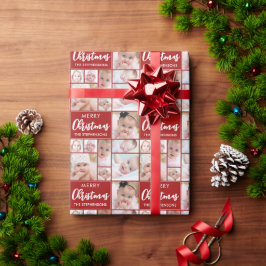 レッドクリスマス8フォトコラージュパーソナライズされたカスタム ラッピングペーパー