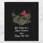 レッドクリスマス（鳥）ショウジョウコウカンチョウとリース ワインラベル (シングルラベル)