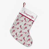 レッドクリスマス（鳥）ショウジョウコウカンチョウの鳥パーソナライズされたの名前 スモールクリスマスストッキング (正面 (吊り時))