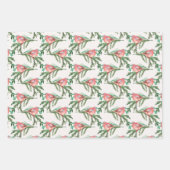 レッドクリスマス（鳥）ショウジョウコウカンチョウオンパインブランチ ラッピングペーパーシート (正面3)