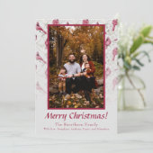 レッドクリスマス（鳥）ショウジョウコウカンチョウパーソナライズされたファミリー シーズンカード (スタンド正面)