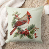 レッドクリスマス（鳥）ショウジョウコウカンチョウブランチ・オブ・ホリーベリー クッション (ブランケット)