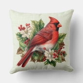 レッドクリスマス（鳥）ショウジョウコウカンチョウポインセティアスホリーベリー クッション (裏面)