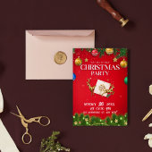 レッドクリスモダンマスパーティの招待状 招待状