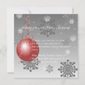 レッドクリファンシースマスオーナメント招待状 招待状 (裏面)