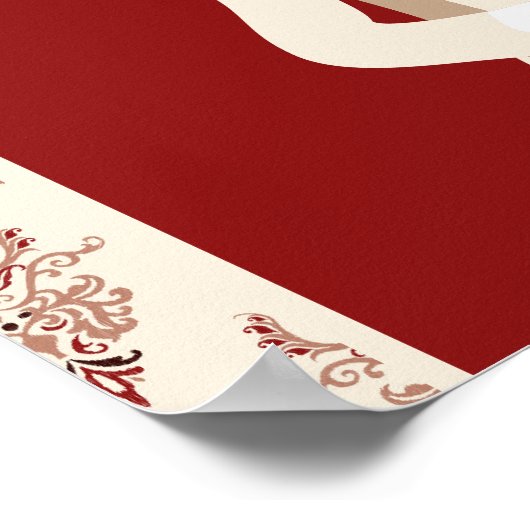 レッドクリームアナンドKaraj Sikh結婚のウェルカムサイン ポスター (角)