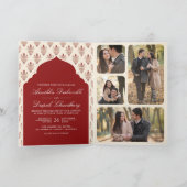 レッドクリームイカットオールインワンインディアン結婚 招待状 (内部)