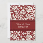 レッドクリームウェディング日付カードを保存 セーブザデート (裏面)