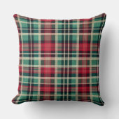 レッドクリームグリーンプレイドストライプ クッション (正面)