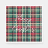 レッドクリームグリーンプレイドストライプ スタンダードランチョンナプキン (正面)