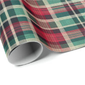 レッドクリームグリーンプレイドストライプ ラッピングペーパー (ロールコーナー)