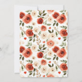 レッドクリームハートとフラワーズ誕生日 招待状 (裏面)