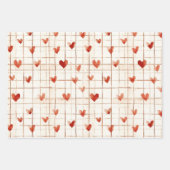 レッドクリームハートバルーン誕生日 ラッピングペーパーシート (正面)