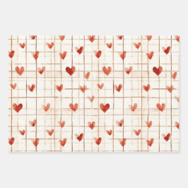 レッドクリームハートバルーン誕生日 ラッピングペーパーシート