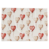 レッドクリームハートバルーン誕生日 ラージペーパーバッグ (裏面)