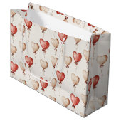 レッドクリームハートバルーン誕生日 ラージペーパーバッグ (正面アングル)