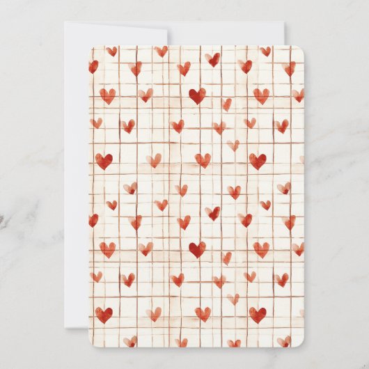 レッドクリームハートライン誕生日 招待状 (裏面)