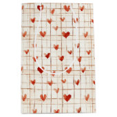 レッドクリームハート抽象芸術 ミディアムペーパーバッグ (正面)