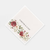 レッドクリームバラ結婚金ゴールド スタンダードランチョンナプキン (角)