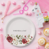 レッドクリームバラ結婚金ゴールド ペーパープレート (パーティー)