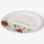 レッドクリームバラ結婚金ゴールド ペーパープレート (アングル)