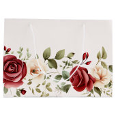 レッドクリームバラ結婚金ゴールド ラージペーパーバッグ (裏面)