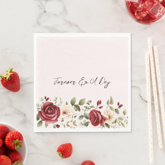 レッドクリームバラ赤面ピンクフローラ結婚ズ スタンダードランチョンナプキン (インサイチュ)