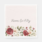 レッドクリームバラ赤面ピンクフローラ結婚ズ スタンダードランチョンナプキン (正面)