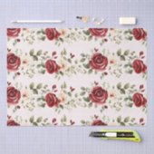 レッドクリームバラ赤面ピンクフローラ結婚ズ 薄葉紙 (クラフト)