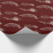 レッドクリームピーコックフェザー誕生日 ラッピングペーパー (角)