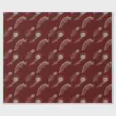 レッドクリームピーコックフェザー誕生日 ラッピングペーパー (フラット)