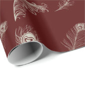 レッドクリームピーコックフェザー誕生日 ラッピングペーパー (ロールコーナー)