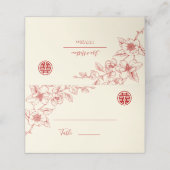 レッドクリームフローラ |中国の結婚s プレイスカード (外部開封)