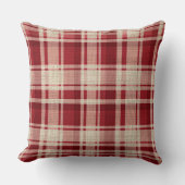 レッドクリームプレイドストライプ クッション (正面)