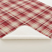 レッドクリームプレイドストライプ シェルパブランケット (3/4)