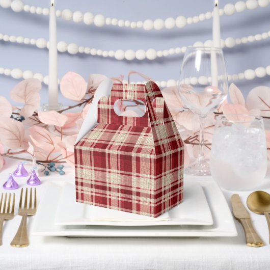 レッドクリームプレイドストライプ フェイバーボックス (ウェディング)