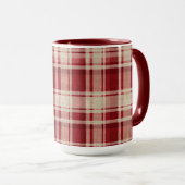 レッドクリームプレイドストライプ マグカップ (正面右)