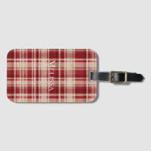 レッドクリームプレイドストライプ ラゲッジタグ (正面横)