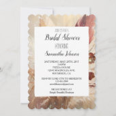 レッドクリームボホフェザーズフラワーブライダルシャワー 招待状 (正面)