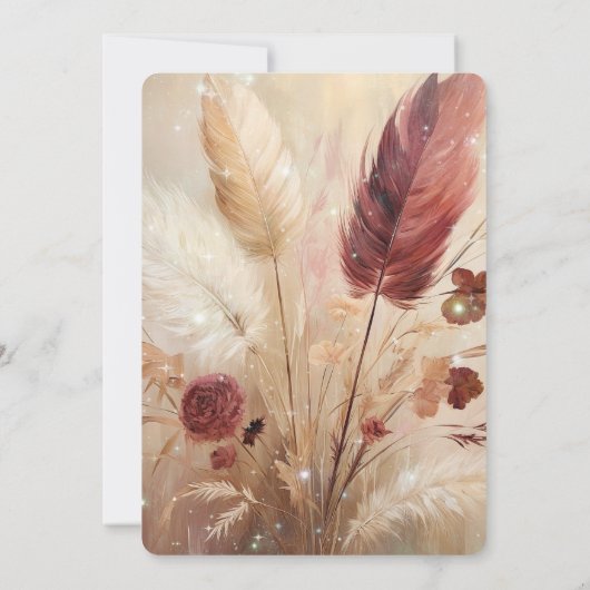 レッドクリームボホフェザーフローラ16誕生日 招待状 (裏面)