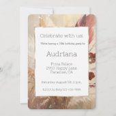 レッドクリームボホフェザーフローラ16誕生日 招待状 (正面)