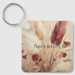 レッドクリームボホフェザーフローラ キーホルダー