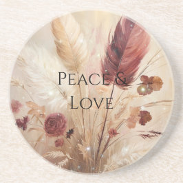 レッドクリームボホフェザーフローラ コースター